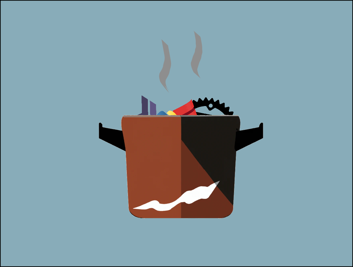 Melting pot of programming language logos